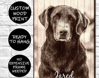 Pet Memorial Gift For Him Personalised Dog Portrait Gifts Pet Portrait Gifts For Him Dog Memorial Gift Pet Loss Gifts Wood photo Frames