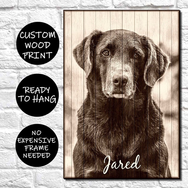 Pet Memorial Gift For Him Personalised Dog Portrait Gifts Pet Portrait Gifts For Him Dog Memorial Gift Pet Loss Gifts Wood photo Frames