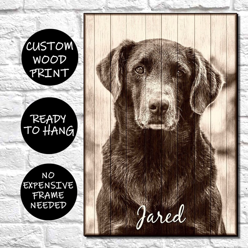 Pet Memorial Gift For Him Personalised Dog Portrait Gifts Pet Portrait Gifts For Him Dog Memorial Gift Pet Loss Gifts Wood photo Frames image 1