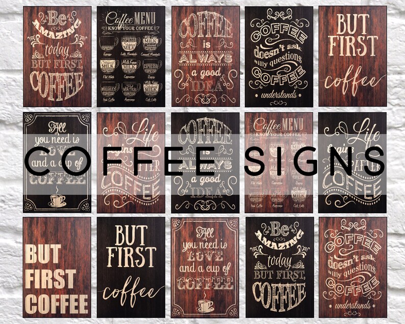Coffee Signs for Kitchen Wall Art Rustic Wood Decor Coffee Bar Etsy