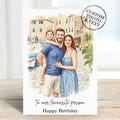 Custom Birthday Card For Him Her - Personalised Portrait Birthday Cards Gift Husband, Wife, Mum