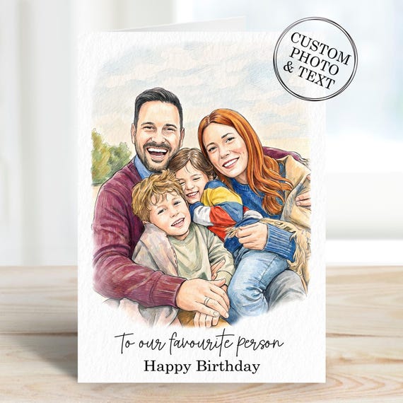 Custom Birthday Card For Him Her - Personalised Portrait Birthday Cards Gift Husband, Wife, Mum