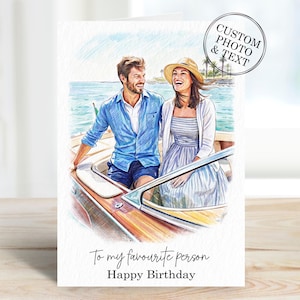 Celebrate a special occasion with a one-of-a-kind touch! This custom portrait birthday card is the perfect personalized gift for the special men in your life - husband, brother, or dad. For the women, surprise your mum, wife, friend, or sister with a unique card tailored just for them. Handmade with love and care, this card is sure to bring a smile to their face. Order yours today!