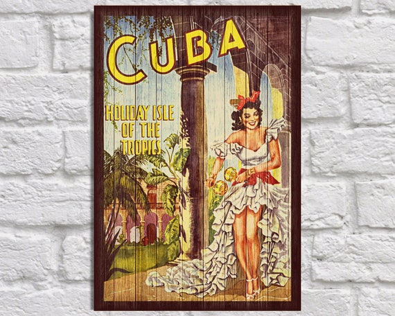 Vintage Travel Art Print Cuba Holiday Isle A4 Mini Poster