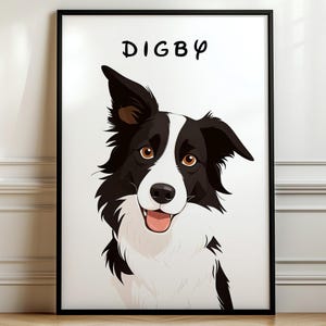 Custom Pet Dog Portrait, Digital Pet Dog Illustration From Photo, Printable Cartoon Pet Cat Portrait, Custom Pet Dog Digital Download Prints