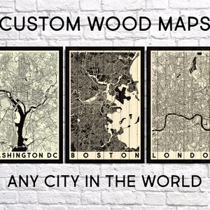 Personalized Wood Wall Art Gift for Him - Custom Map Men's Birthday Present