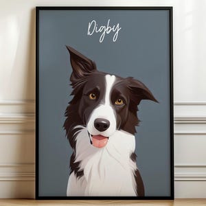 カスタムペット犬の肖像画、写真からデジタルペット犬のイラスト、印刷可能な漫画ペット猫の肖像画、カスタムペット犬のデジタルダウンロードプリント