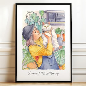 Custom Pet Dog Memorial Portrait Gift For Him / Her, Pet Dog Illustration From Photo, Pet Cat Painting Portrait, Custom Pet Picture Wall Art