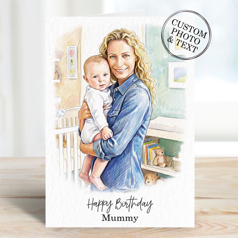 Celebrate their special day with our Custom Birthday Card For Him Her! These Personalised Portrait Birthday Cards are the perfect gift for anyone in your life—be it your husband, wife, mum, boyfriend, dad, sister, brother, or daughter. Each card is uniquely crafted to feature a cherished likeness, making every birthday unforgettable. Add a personal touch and make them smile with a thoughtful design that speaks to their personality. Order now for a heartfelt surprise!