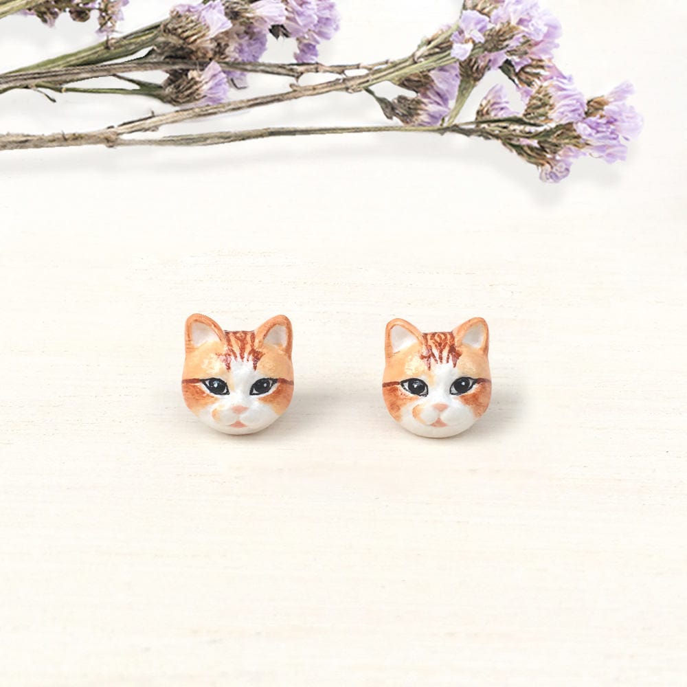 Orange Cat Earrings Cat Stud Earrings polymer clay cat cat Etsy