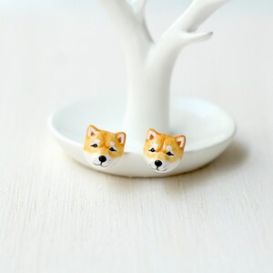 Shiba Inu Dog earrings, Dog Stud Earrings, Shiba dog earrings, polymer clay dog, dog sculpture, dog lover gifts