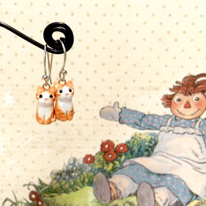Tiny Orange Cat Earrings, Dangle & Drop Earrings, polymer clay cat, cat sculpture, miniature cat earrings, cat lover gifts
