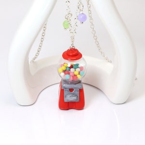 Gumball machine necklace, Miniature Gumball machine necklace, Miniature Candy machine necklace, Tiny Gumball Machine Pendant