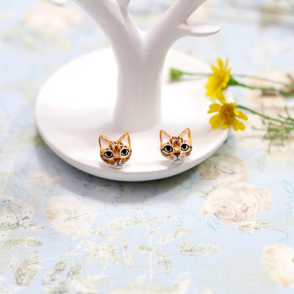 Bengal Cat Earrings Cat Stud Earrings Polymer Clay Cat Etsy