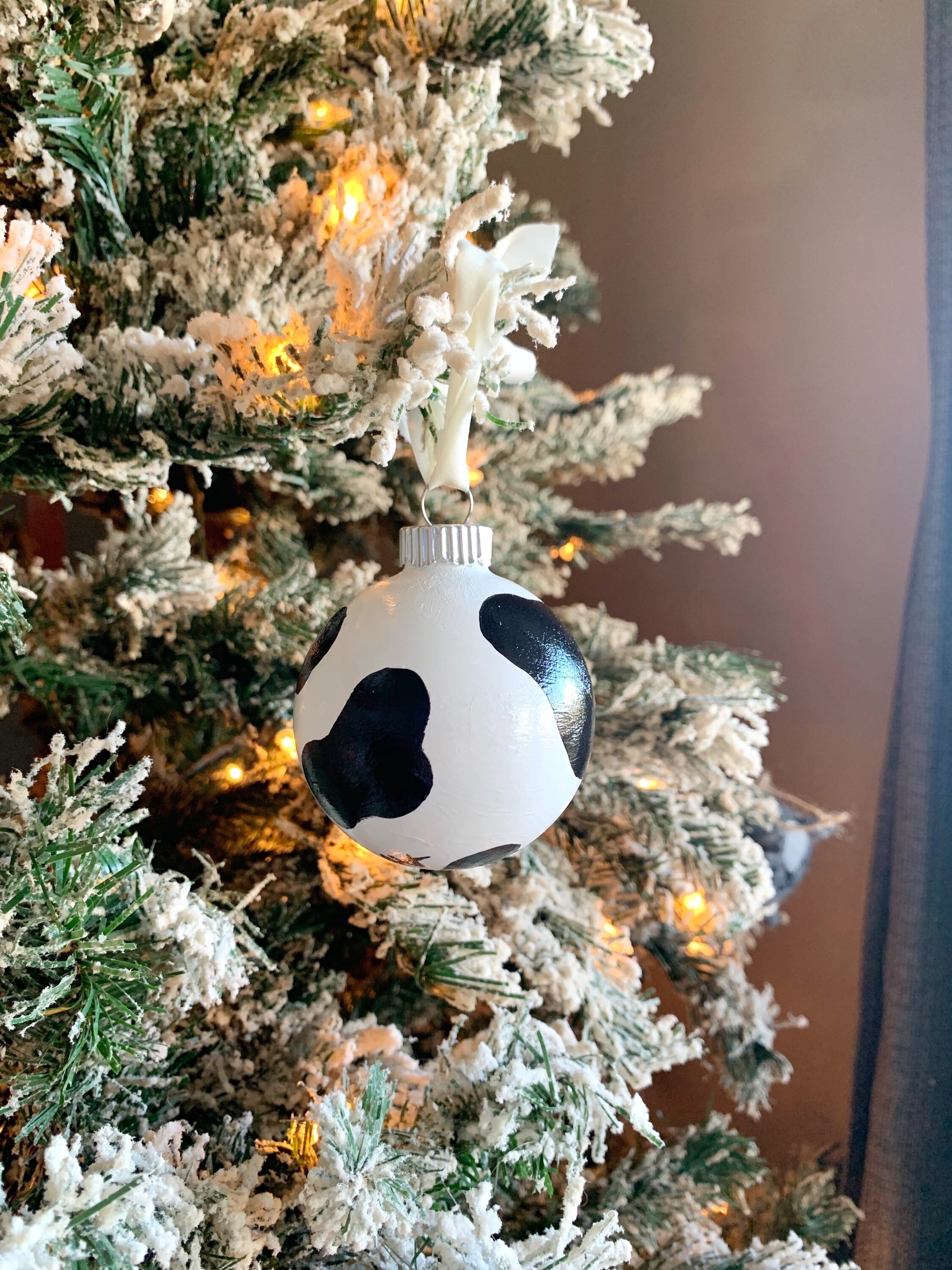 Painted Christmas Tree Ornament Animal Print Cow Print - Etsy Painted Christmas Tree Ornament Animal Print Cow Print - Etsy