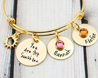 You Are My Sunshine Jewelry - Personalized Bracelet for Women - Kids Name Bracelet - Custom Name Bracelet - You Are My Sunshine Bracelet
