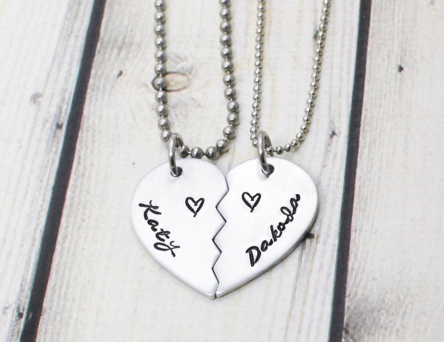 Personalized Couples Half Heart Necklace Set Custom Couples Etsy