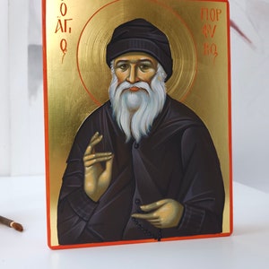 St Porphyrios,Byzantine Icon,Orthodox Icon,Iconography,Handpainted Icon,24k Gold,Religious gift,Christian Painting,Handpainted.