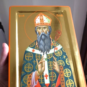 Saint Patrick,Byzantine Icon,Orthodox Icon,Iconography,Handpainted Icon,Religious gift,Christian painting,24k Gold.