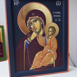 Mother of God,Paramythia,Jesus Christ,Byzantine Icon,Orthodox Icon,Iconography,Handpainted Icon,Religious gift,Christian Icon,24k Gold,Art.
