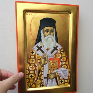 Saint Nectarios,St.Nektarios,Byzantine Icon,Orthodox Icon,Iconography,Handpainted Icon,Religious gift,Christian painting,Handmade icons.