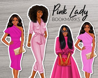 Pink Lady Bookmarks: Jumbo Laminated Fashion Girl Bookmark Set