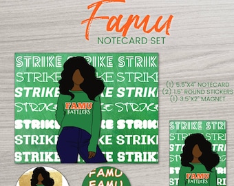 FAMU note card set. Famu rattlers. Stickers. HBCU gift shop. Grad swag. Strike. FAMU23. Florida. Black girl stationery. Grad Gifts