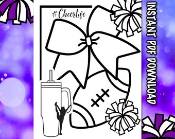 Cheerleading Coloring Page: Football & Cheer (PDF Download)