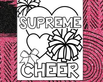 Cheerleader Coloring Page| All-Star| Supreme| Cheer Life| Cheer Mom | Flyer| Pink | Stunt| Cheer Practice| Team Gift| Cheer Coach| Flyer