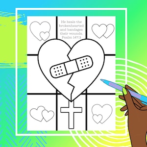 Psalm 147. Bible verse coloring page. printable. Brokenhearted. Grateful. Strength. Sunday School. Christian Kids. vacation bible school