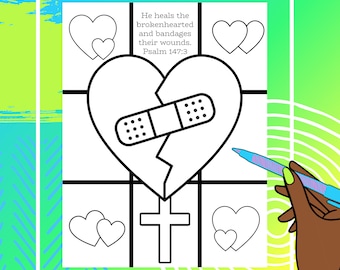 Psalm 147. Bible verse coloring page. printable. Brokenhearted. Grateful. Strength. Sunday School. Christian Kids. vacation bible school