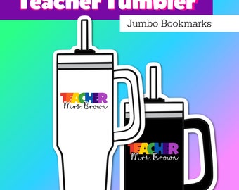 Personalized Teacher Tumbler Bookmark: Laminated Paper Gifts (Set of 2)