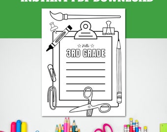 3rd Grade Coloring Page: Back To School Activity (PDF Printable)