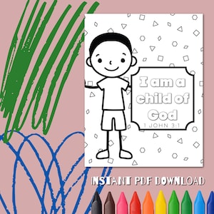 Printable Bible verse coloring page| VBS | 1 John 3:1 | I am a child of God | Sunday School | Homeschool | Christian Kids| Child of God|
