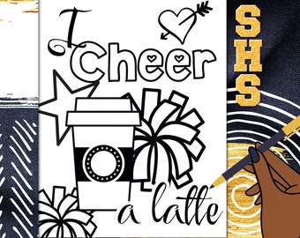 Cheerleading Coloring Page: I Cheer a Latte (PDF Printable)