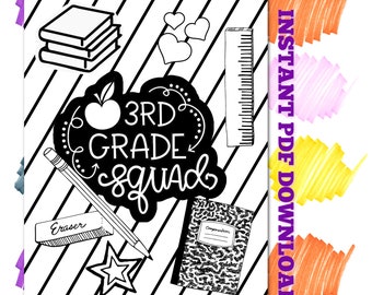 3rd Grade Squad Coloring Page: Back to School Activity (PDF Printable)
