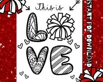 Cheerleading Love Coloring Page: Team Activity (PDF)