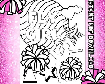 Cheerleading Coloring Page: Fly Girl Design (PDF)