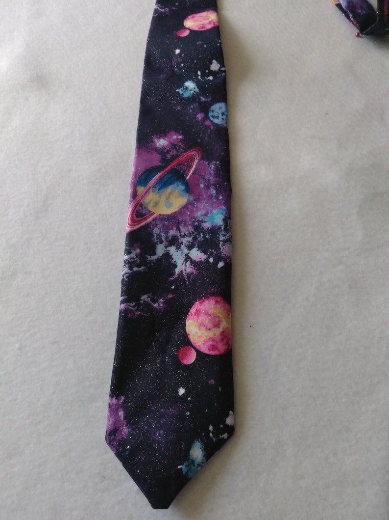 Stocking Stuffer Men/'s Necktie Prom Birthday Tie Solar System Anniversary Glitter Gift for him Planets Christmas Space Astronomy