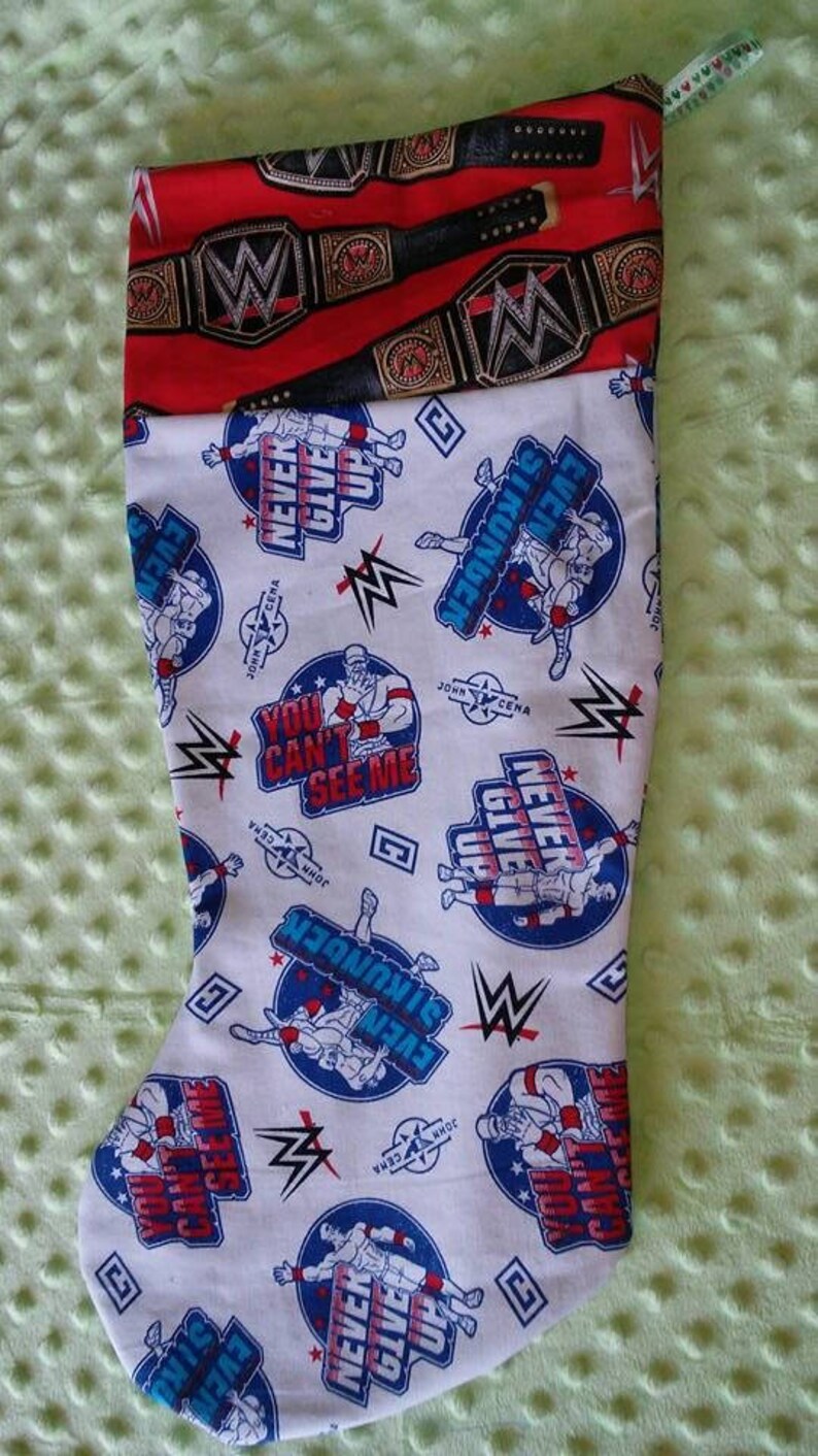 Handmade,John Cena,Christmas Stocking,WWE,Championship Belt,Fan Gift,Wall Art,WWE Gift,Holiday Gift,Can/'t See Me,Stockings,Customized,Gift