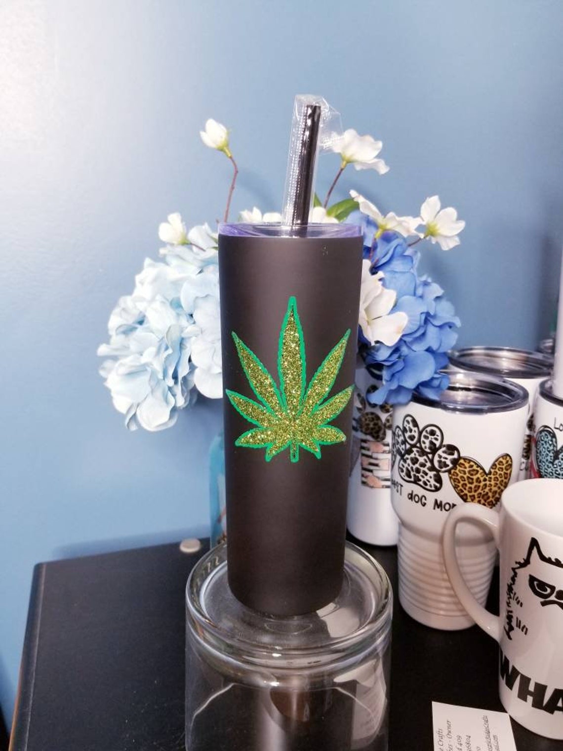 Pot leaf tumbler weed mug marijuana gifts glitter tumbler Etsy
