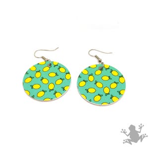 Handmade Lemon Print Paper Earrings | Lightweight, Eco-Friendly Dangle Earrings