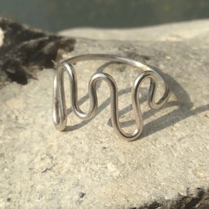 Wave ring, Heartbeat silver ring, swirl silver ring,Surf ring,beach ring
