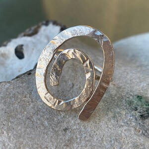 Grande bague en argent spirales, bague en argent vague, bague en argent océan, bague surfeur, bague tourbillon image 5