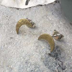 Moon earrings,crescent studs, Half moon earring,Brass studs,Half circle studs