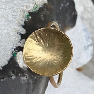 Bowl ring,Hammered Disc brass ring,domed ring, hammered circle brass ring,steampunk brass ring