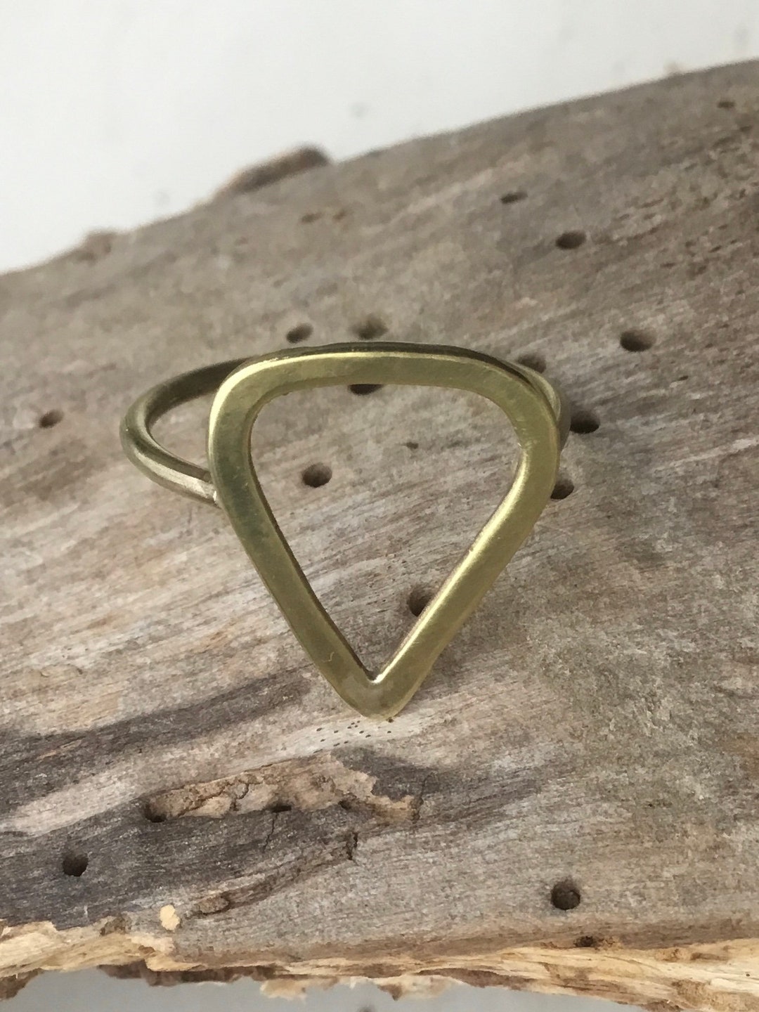 Fire Brass Ring Symbolic Ringtriangle Brass Ringhammered Etsy