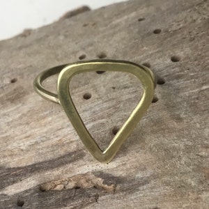 Fire brass ring, Symbolic ring,Triangle brass ring,hammered brass  ring,midi ring
