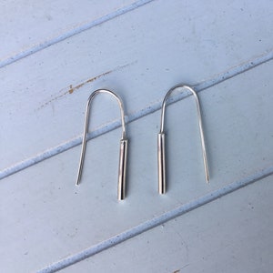 Long Line silver earrings, Bar silver earrings,straight line earrings,dangle earring, Minimalist earrings image 9