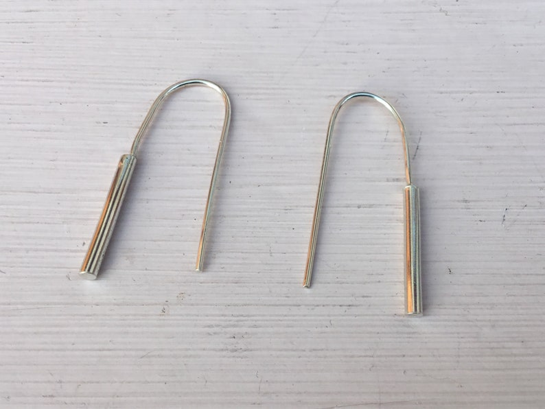 Long Line silver earrings, Bar silver earrings,straight line earrings,dangle earring, Minimalist earrings image 6